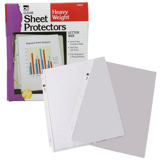 Sheet Protectors, Heavy Weight, Letter Size, Clear, Box of 100 - Loomini