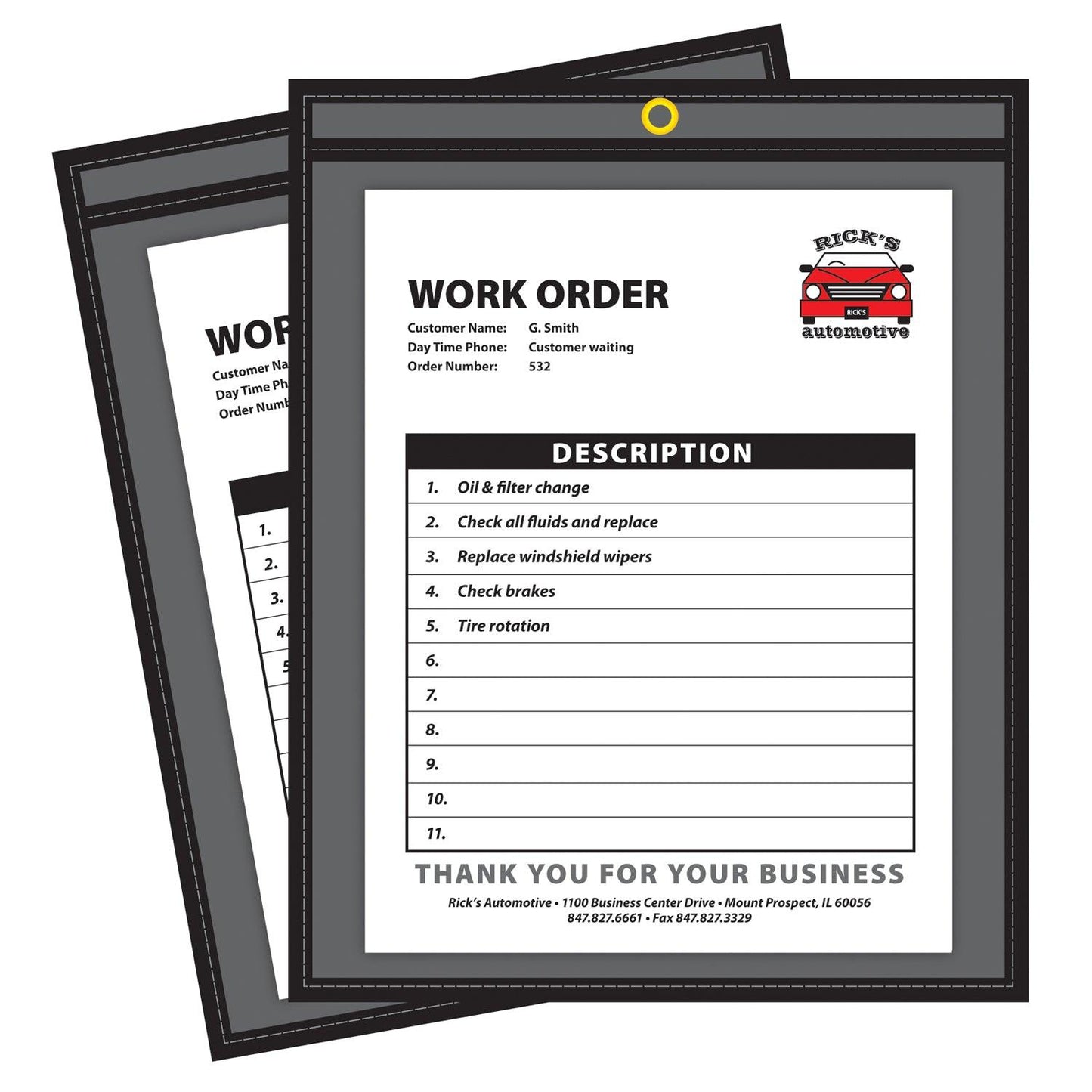 Shop Ticket Holders, Stitched, One Side Clear, 9" x 12", Box of 25 - Loomini