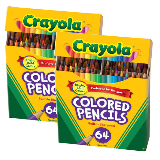 Short Colored Pencils, 64 Per Pack, 2 Packs - Loomini