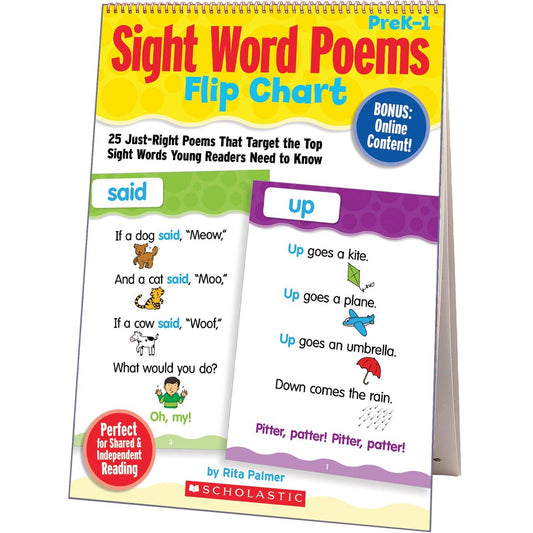 Sight Word Poems Flip Chart: 25 Just-Right Poems That Target the Top Sight Words Young Readers Need to Know - Loomini