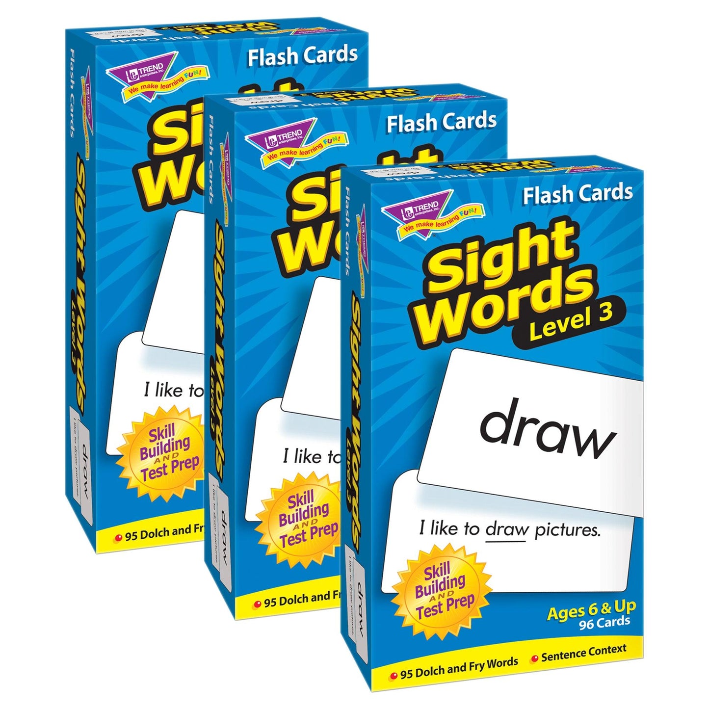 Sight Words – Level 3 Skill Drill Flash Cards, 3 Packs - Loomini
