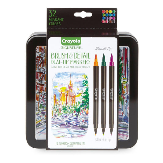 Signature Brush & Detail Dual-Tip Markers, Pack of 16 - Loomini