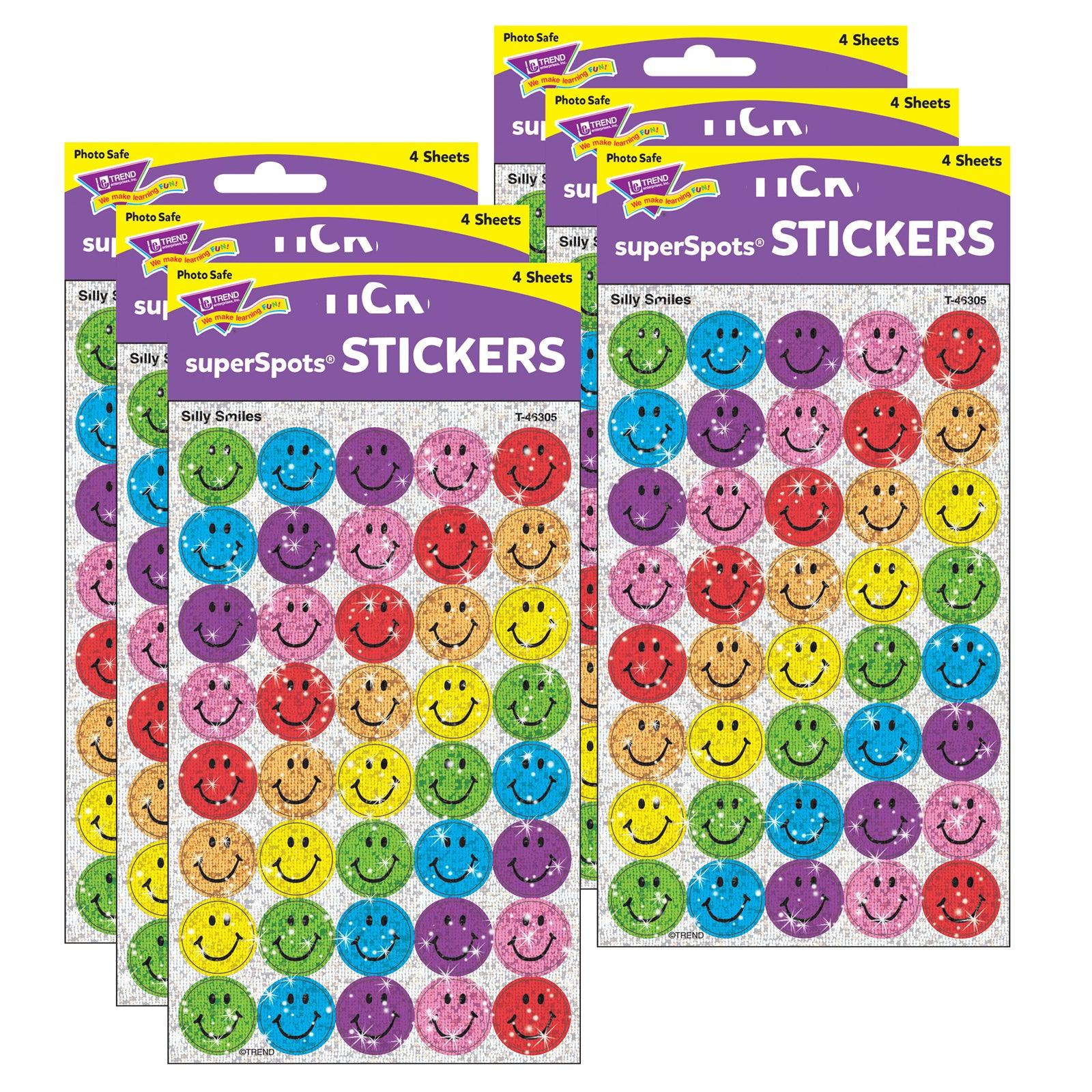 Silly Smiles superSpots® Stickers-Sparkle, 160 Per Pack, 6 Packs - Loomini