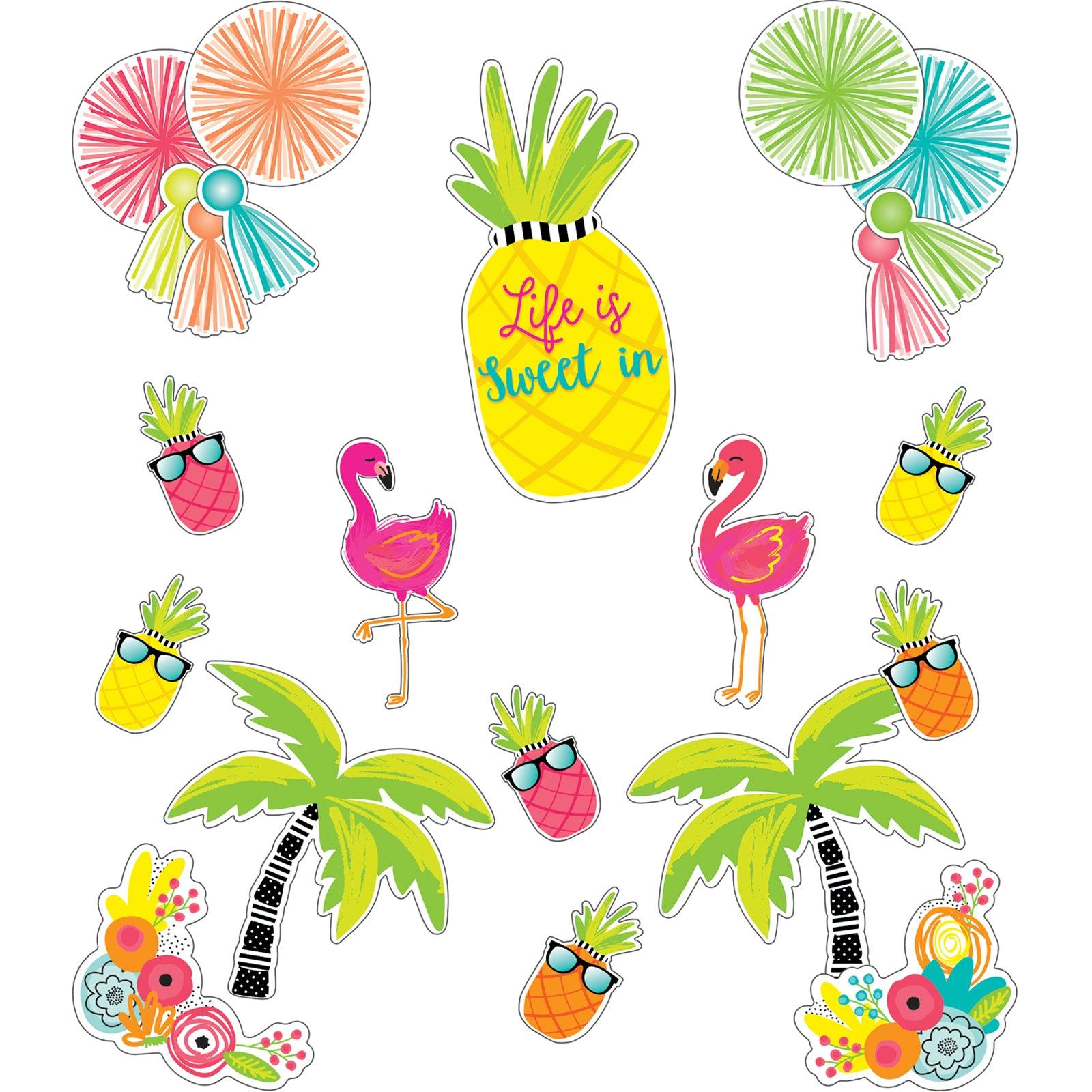 Simply Stylish Tropical Life Is Sweet Bulletin Board Set, 25 Pieces - Loomini