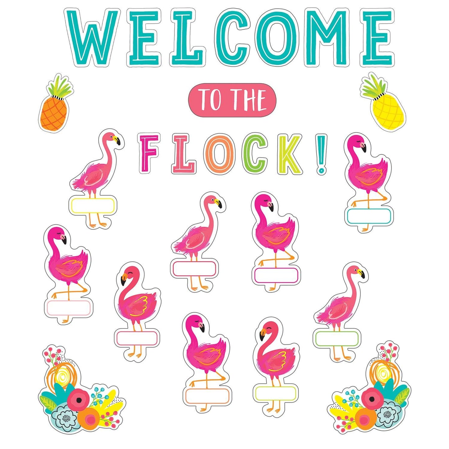 Simply Stylish Tropical Welcome to the Flock Bulletin Board Set, 54 Pieces - Loomini