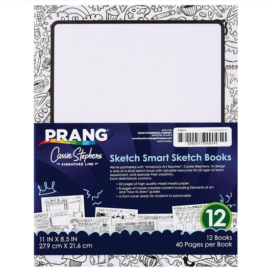 Sketch Smart Sketch Book, White, 11" x 8.5", 40 Sheets, Pack of 12 - Loomini