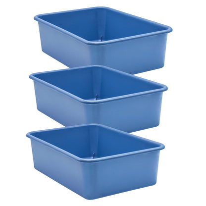 Slate Blue Large Plastic Storage Bin, Pack of 3 - Loomini