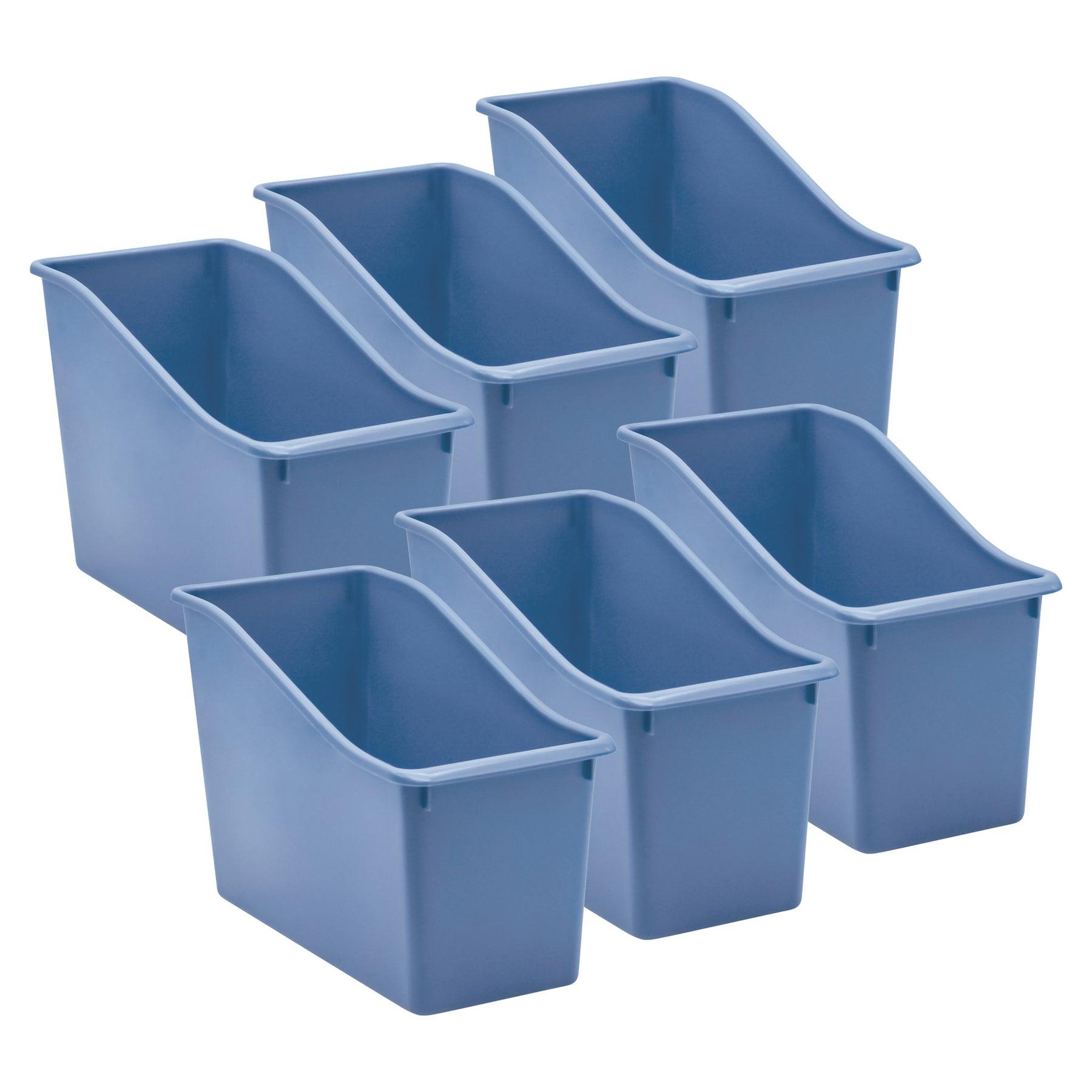 Slate Blue Plastic Book Bin, Pack of 6 - Loomini