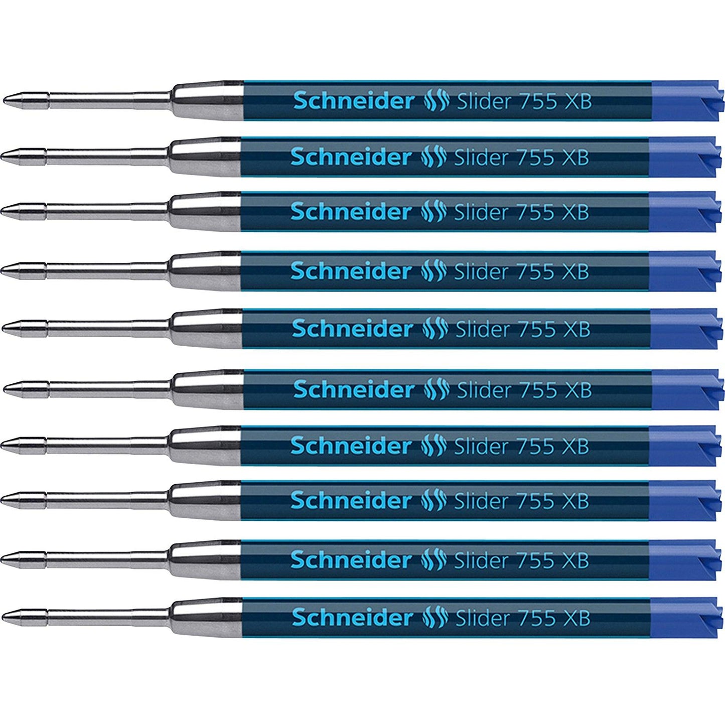 Slider 755 XB Ballpoint Pen Refill, Viscoglide Ink, Blue, Pack of 10 - Loomini