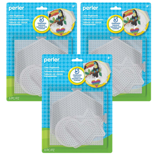 Small & Large Basic Shapes Clear Pegboards, 5 Per Pack, 3 Packs - Loomini