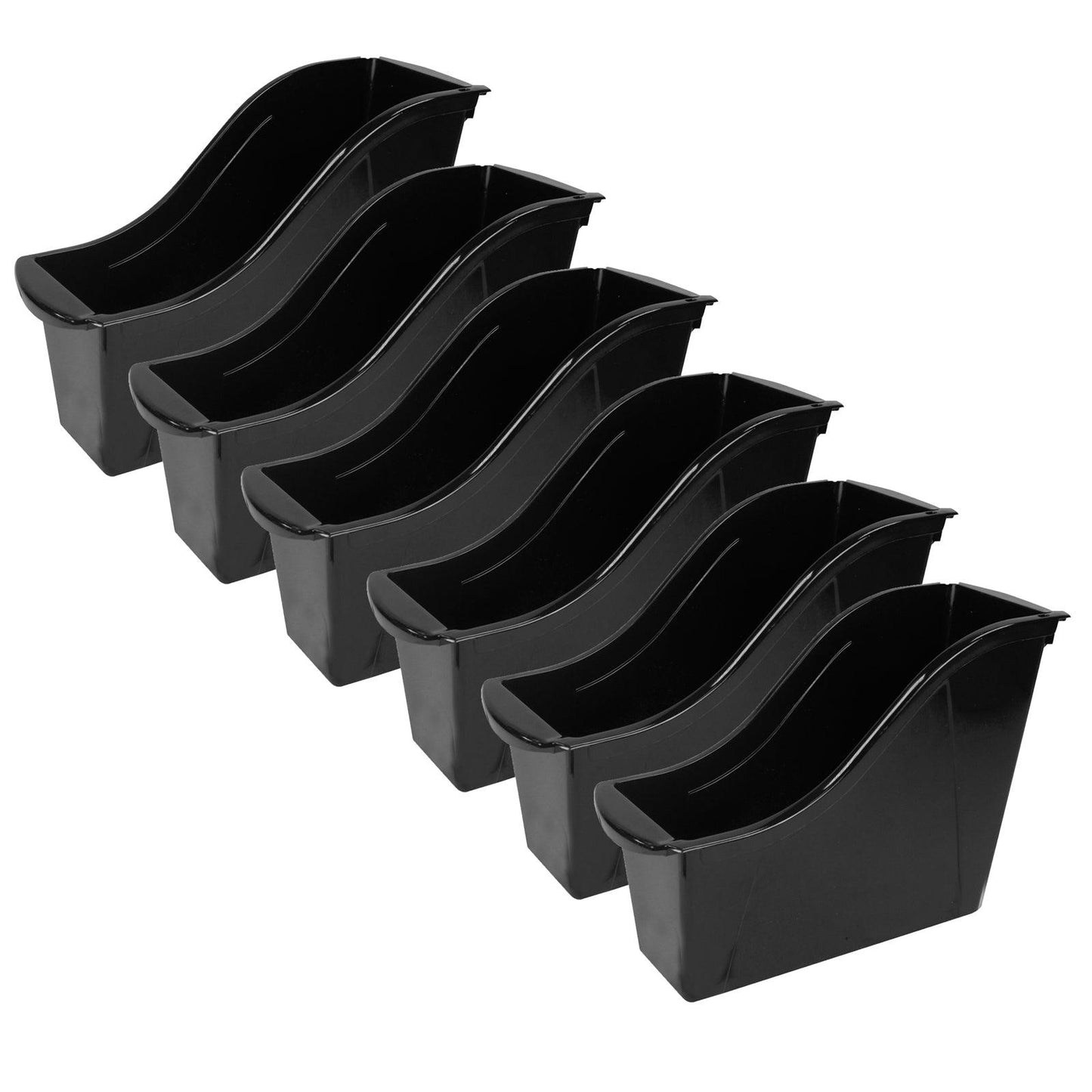 Small Book Bin, Black, Pack of 6 - Loomini