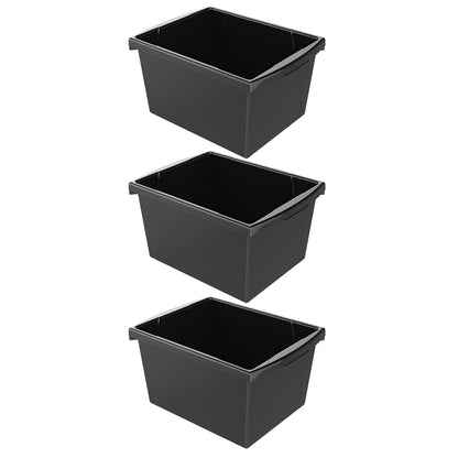 Small Classroom Storage Bin, Black, Pack of 3 - Loomini