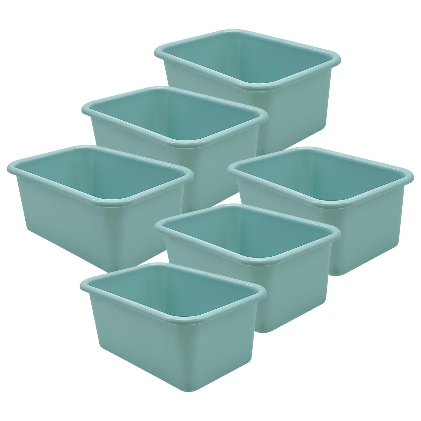 Small Plastic Storage Bin, Calming Blue, Pack of 6 - Loomini