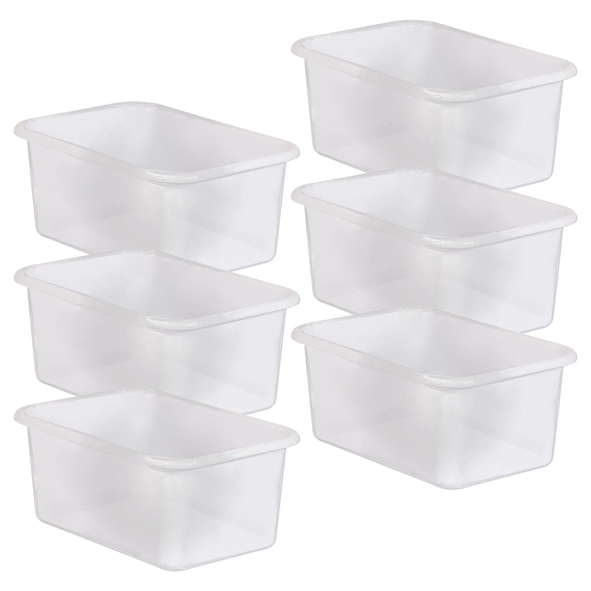 Small Plastic Storage Bin, Clear, Pack of 6 - Loomini