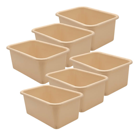 Small Plastic Storage Bin, Light Brown, Pack of 6 - Loomini