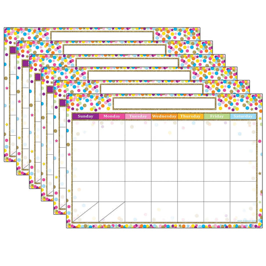 Smart Poly Chart, 13" x 19", Confetti Calendar, Pack of 6 - Loomini