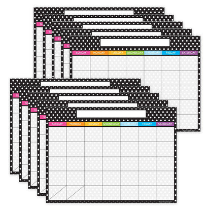 Smart Poly PosterMat Pals Space Savers, 13" x 9-1/2", BW Dots Calendar, Pack of 10 - Loomini