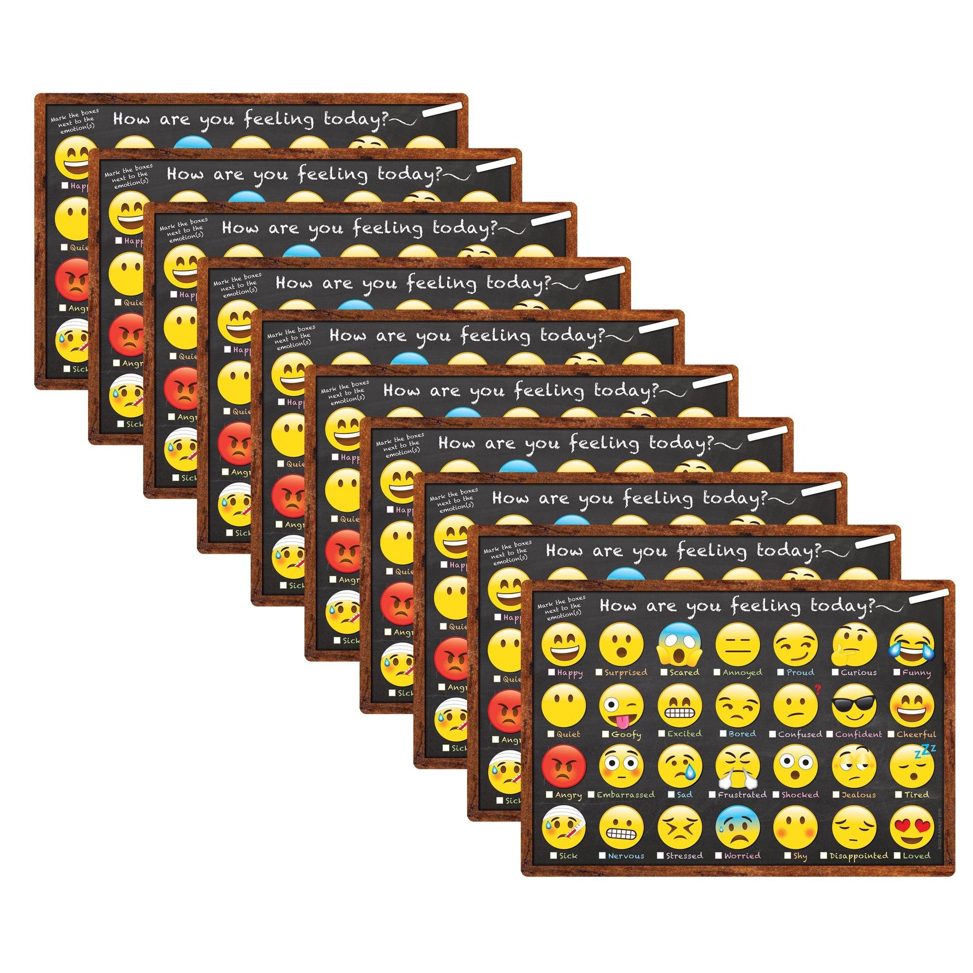 Smart Poly™ Chart, 13" x 19", Emotions Icon How Are You Feeling, Pack of 10 - Loomini