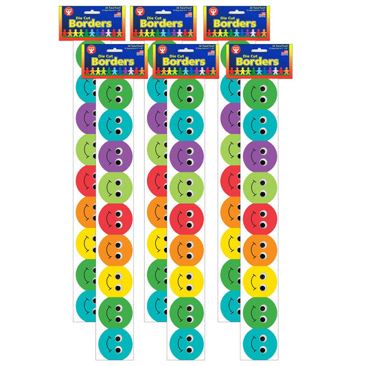 Smiley Face Mighty Brights™ Border, 36 Feet Per Pack, 6 Packs - Loomini