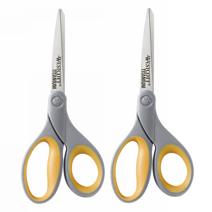 Soft Grip Titanium Bonded Scissors, 8" Straight, Pack of 2 - Loomini