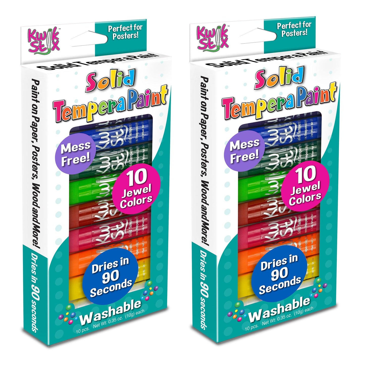 Solid Tempera Paint, Jewel Tones, 10 Per Pack, 2 Packs - Loomini