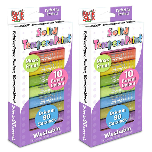 Solid Tempera Paint, Pastel Tones, 10 Per Pack, 2 Packs - Loomini