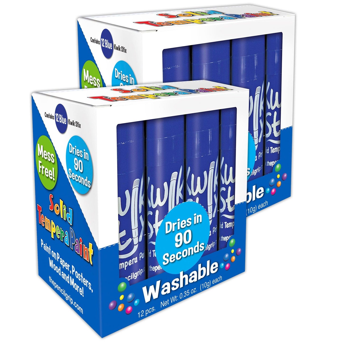 Solid Tempera Paint Sticks, Single Color Pack, Blue, 12 Per Pack, 2 Packs - Loomini