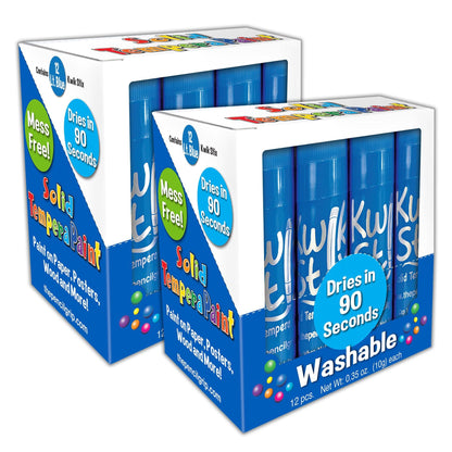Solid Tempera Paint Sticks, Single Color Pack, Light Blue, 12 Per Pack, 2 Packs - Loomini