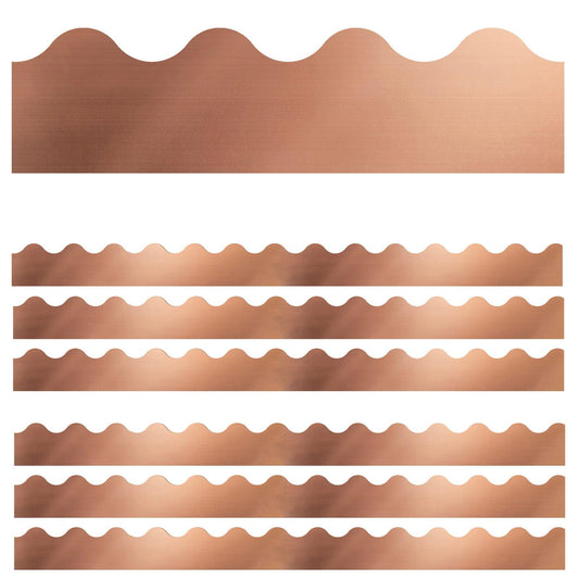 Sparkle + Shine Rose Gold Foil Scalloped Border, 39 Feet Per Pack, 6 Packs - Loomini