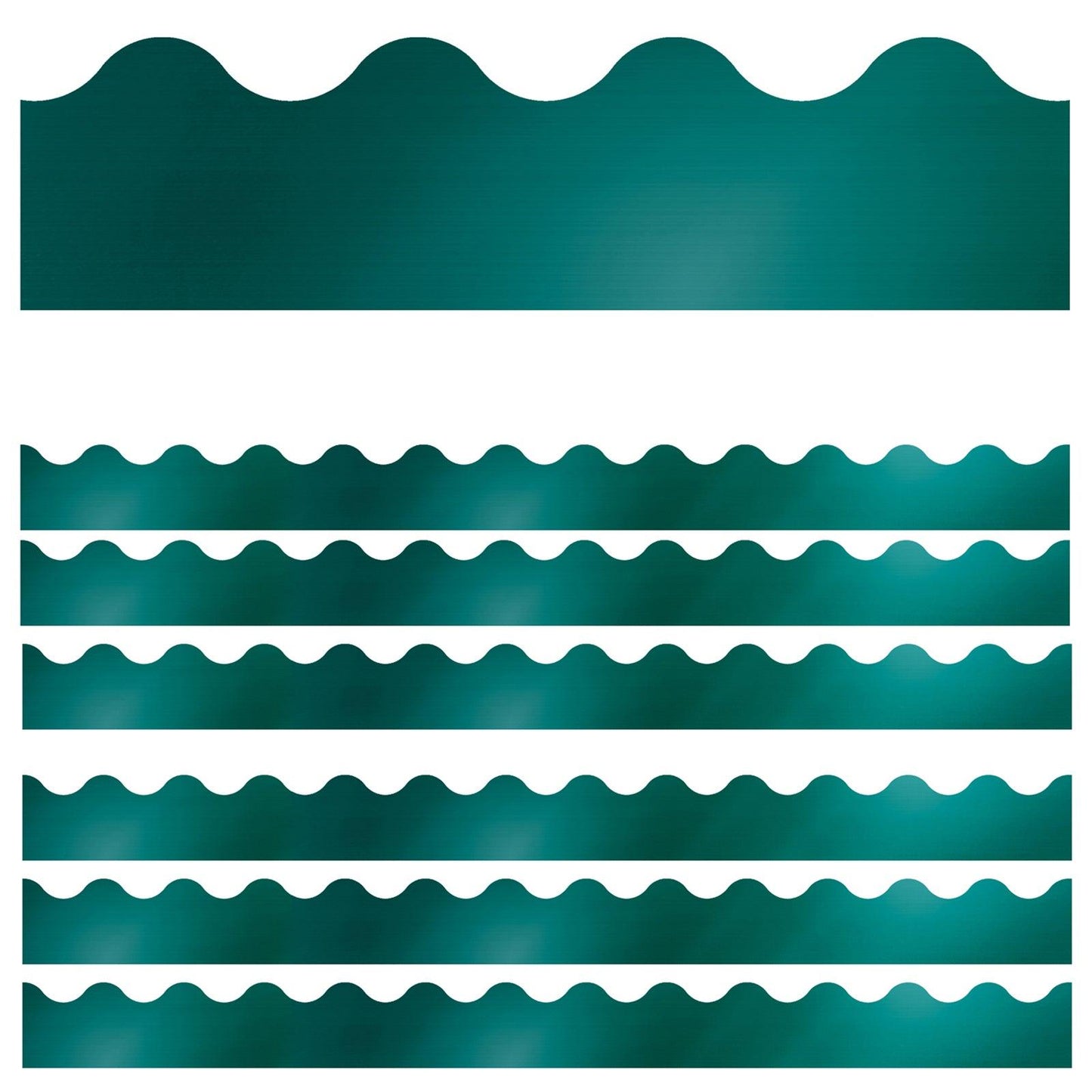 Sparkle + Shine Teal Foil Scalloped Border, 39 Feet Per Pack, 6 Packs - Loomini