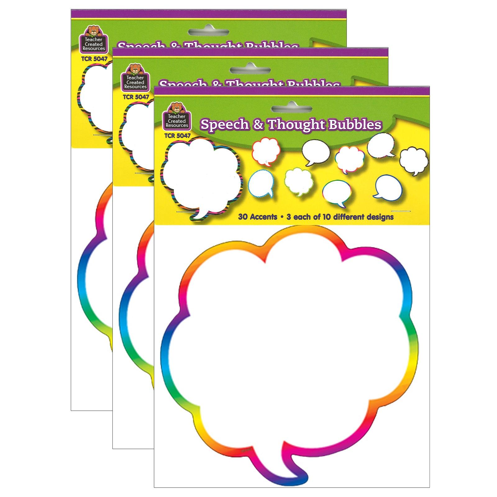 Speech/Thought Bubbles Accents, 30 Per Pack, 3 Packs - Loomini