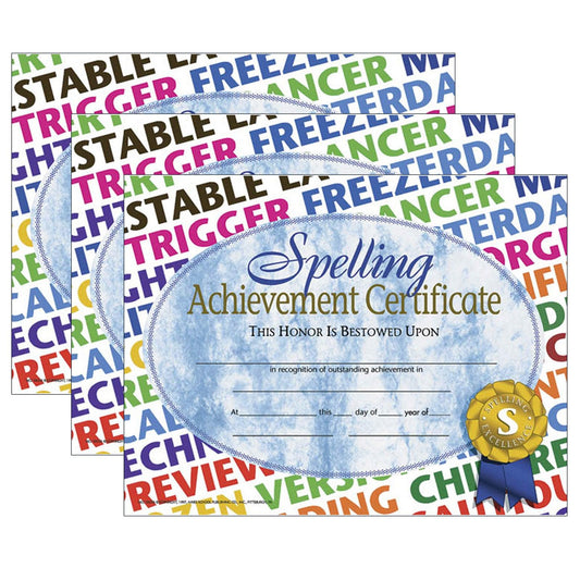 Spelling Achievement Certificate, 30 Per Pack, 3 Packs - Loomini