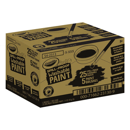 Spill Proof Washable Paints, 40mg, Assorted, 25 Jars - Loomini