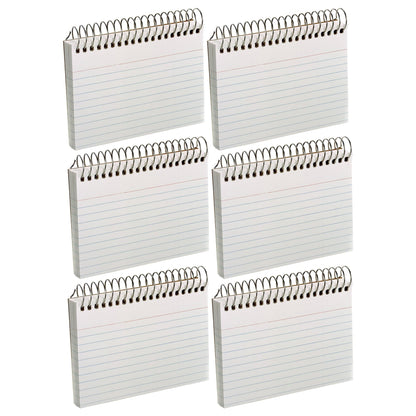 Spiral Index Cards, 3" x 5", White, Ruled, 50 Per Pack, 6 Packs - Loomini