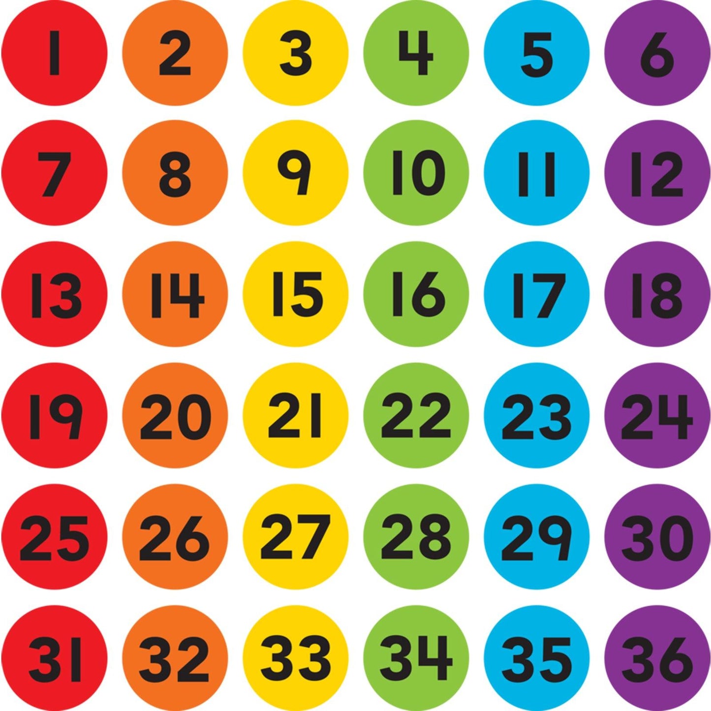 Spot On® Numbers 1–36 Carpet Markers, 4" - Loomini