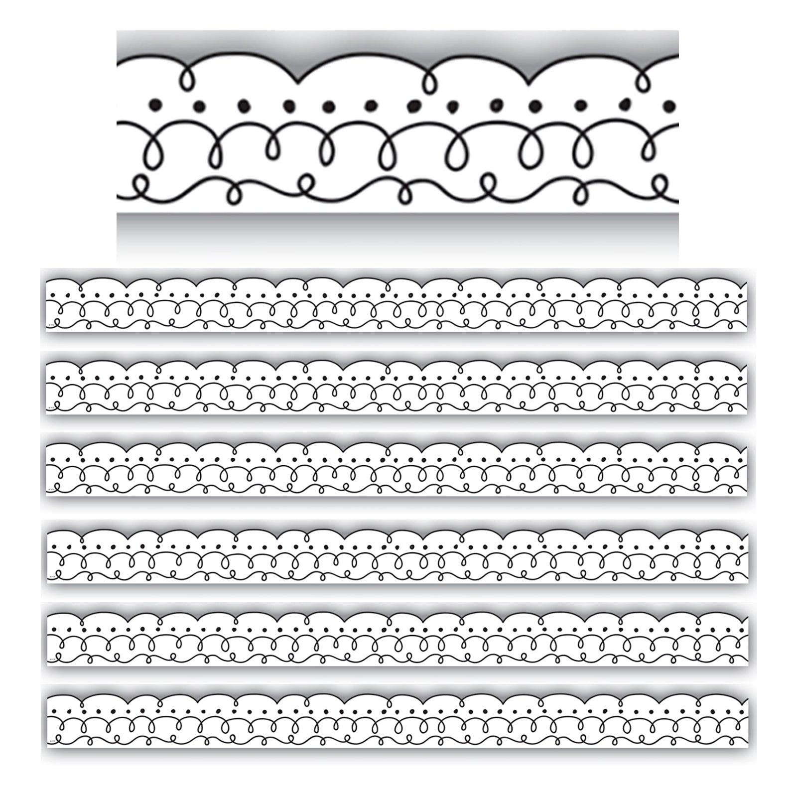 Squiggles and Dots Die-Cut Border Trim, 35 Feet Per Pack, 6 Packs - Loomini