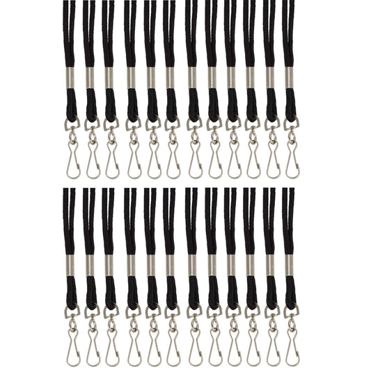 Standard Lanyard Hook Rope Style, Black, Pack of 24 - Loomini