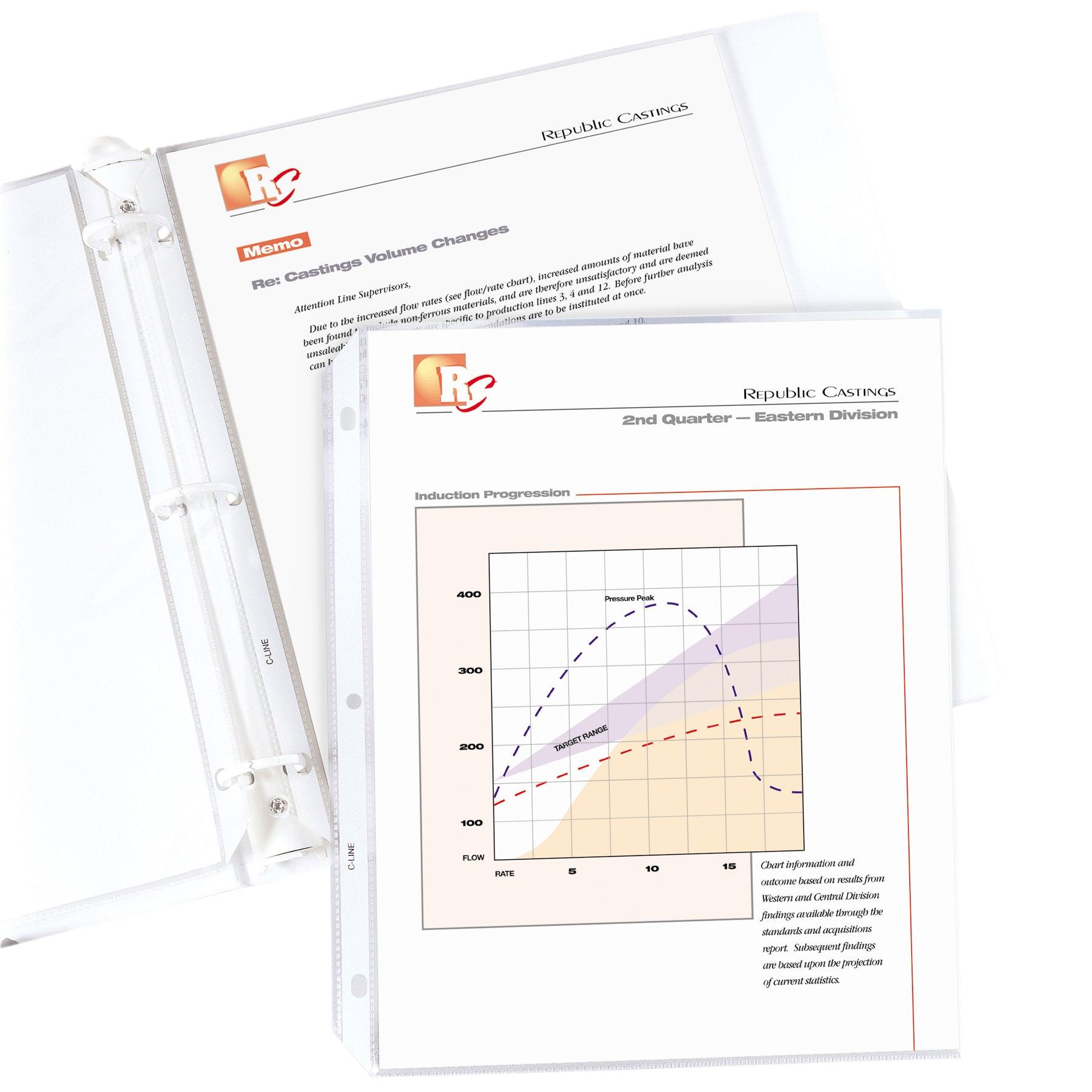 Standard Weight Poly Sheet Protectors, Clear, Top Loading, 11" x 8-1/2", box of 100 - Loomini