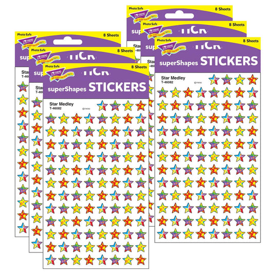 Star Medley superShapes Stickers, 800 Per Pack, 6 Packs - Loomini