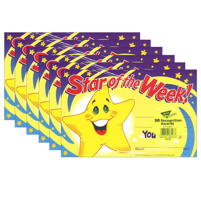 Star of the Week! Recognition Awards, 30 Per Pack, 6 Packs - Loomini