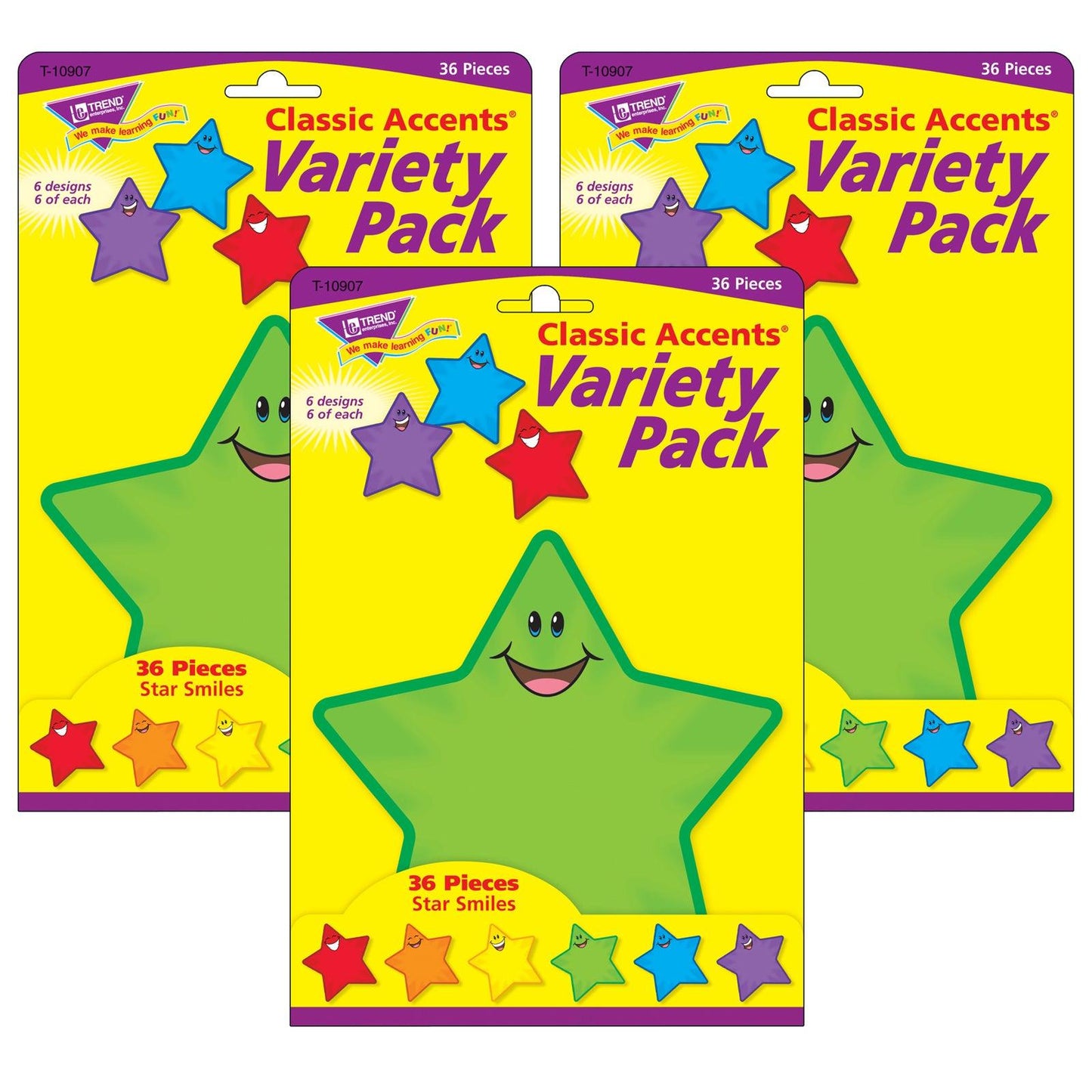 Star Smiles Classic Accents® Variety Pack, 36 Per Pack, 3 Packs - Loomini