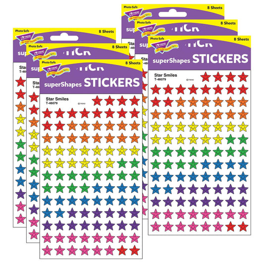 Star Smiles superShapes Stickers, 800 Per Pack, 6 Packs - Loomini