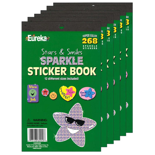 Stars & Smiles Sparkle Sticker Book, 6 Books - Loomini