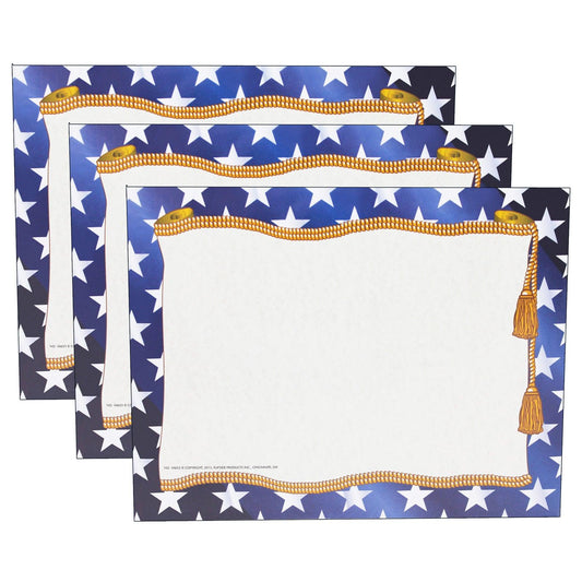 Stars Border Certificate, 8.5" x 11", 50 Per Pack, 3 Packs - Loomini