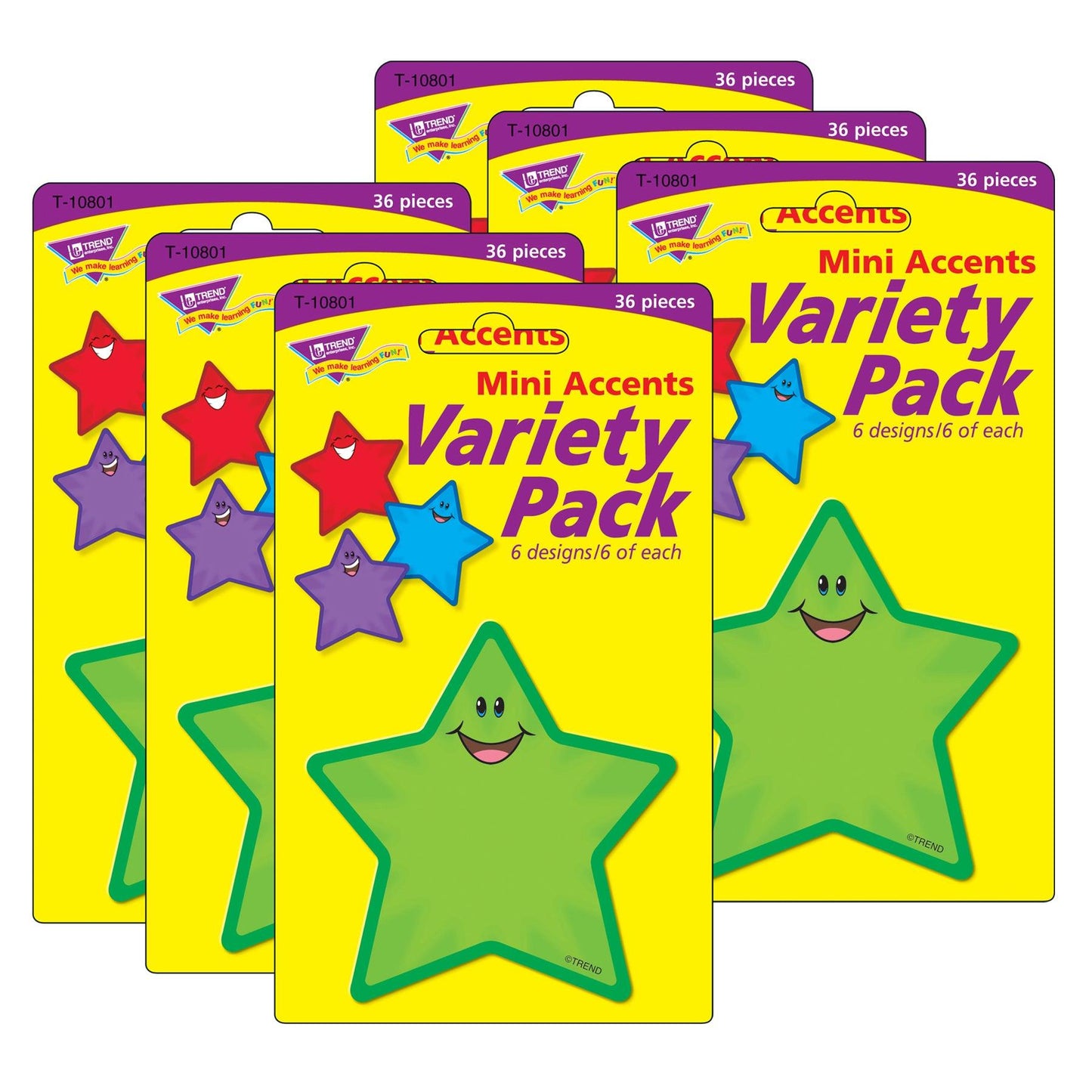 Stars Mini Accents Variety Pack, 36 Per Pack, 6 Packs - Loomini