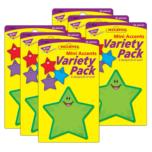 Stars Mini Accents Variety Pack, 36 Per Pack, 6 Packs - Loomini