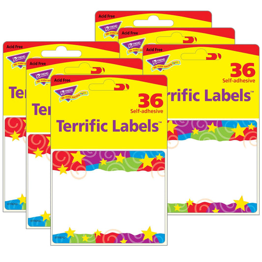 Stars 'n Swirls Terrific Labels™, 36 Per Pack, 6 Packs - Loomini