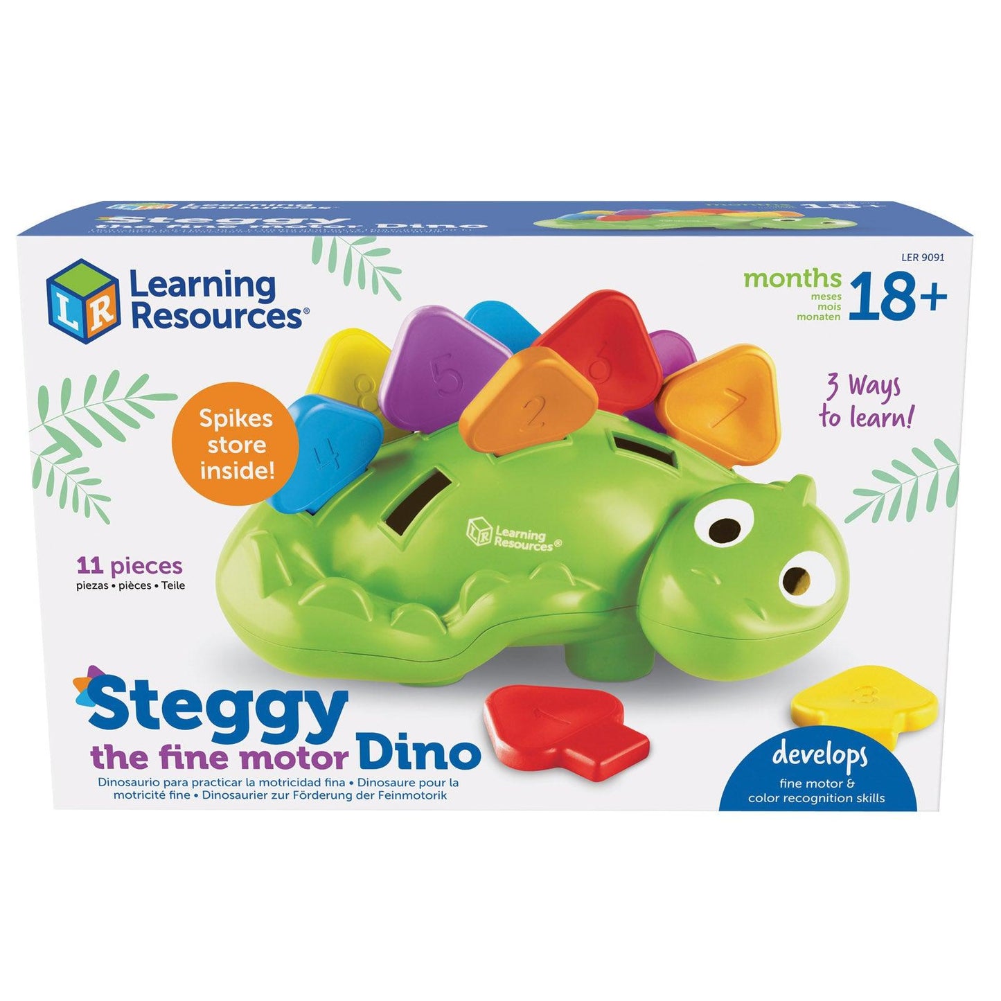 Steggy's Fine Motor Dino: Color Matching & Number Recognition | For Toddlers Ages 2 to 5 - Loomini