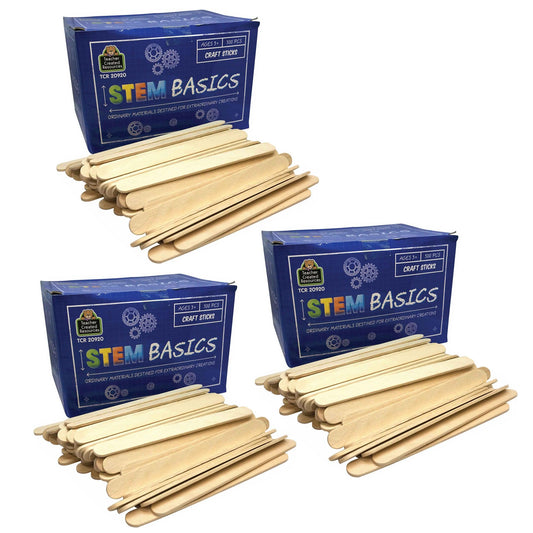 STEM Basics: Craft Sticks, 500 Per Pack, 3 Packs - Loomini