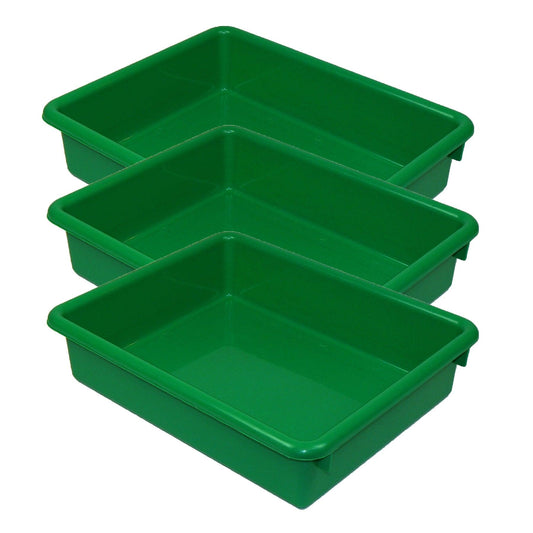 Stowaway® 3" Letter Tray no Lid, Green, Pack of 3 - Loomini